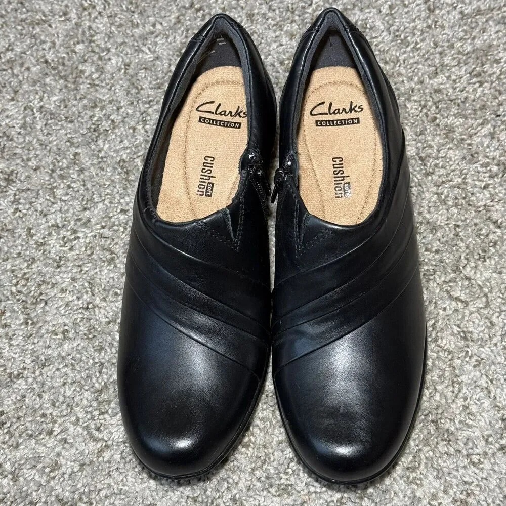 Clarks Genette Port Womens Black Leather Pumps Size 7M - Picture 1 of 9